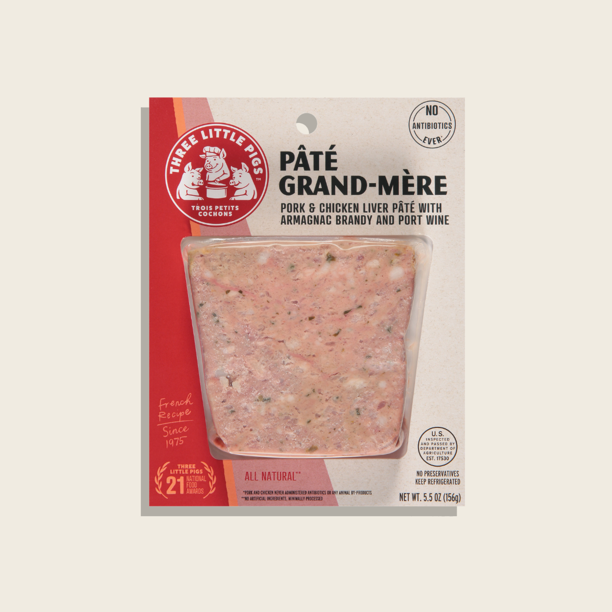 Packaged pate Grand-Mère with brand logo on a light gray background