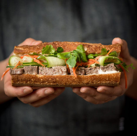 Sandwich with fresh vegetables with Pate De Campagne.